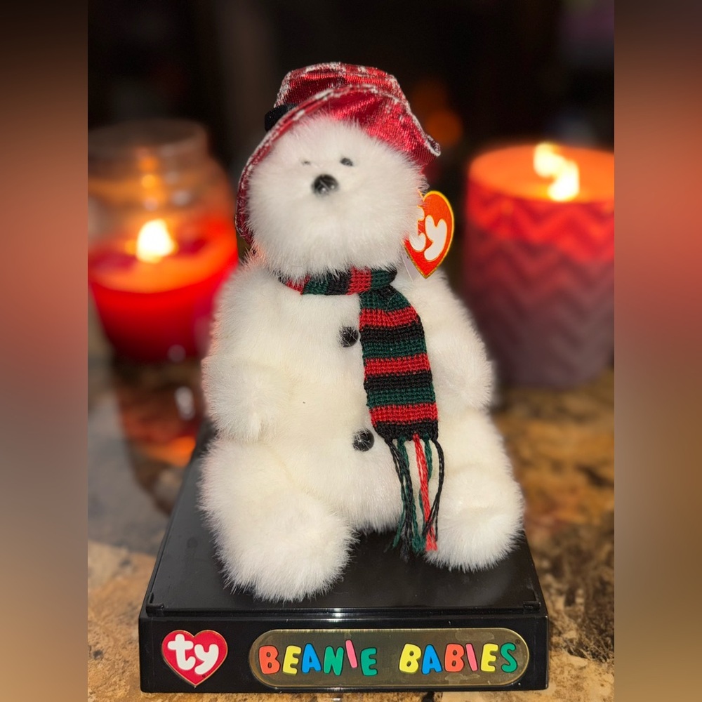 ☃️ TY Attic Treasures NORTH Bear Snow Hat Scarf Plush “Let It Snow!” Holiday